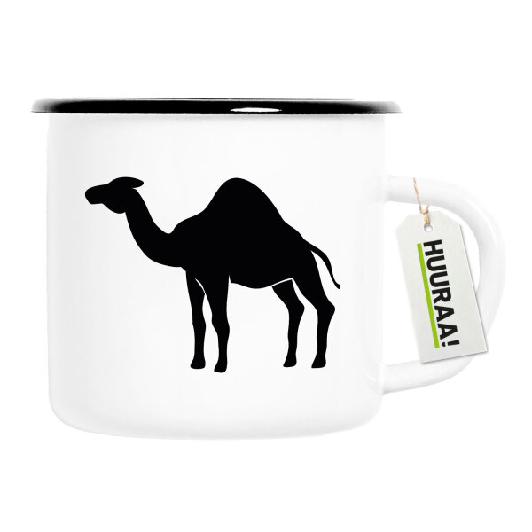 Emaille Tasse Dromedar Kamel Silhouette 300ml Vintage Emaille Becher