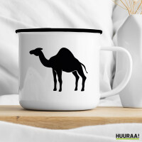 Emaille Tasse Dromedar Kamel Silhouette 300ml Vintage Emaille Becher