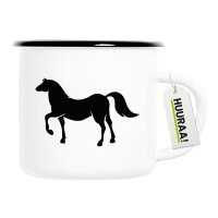 Emaille Tasse Pferd Silhouette 300ml Vintage Emaille Becher