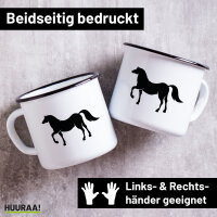 Emaille Tasse Pferd Silhouette 300ml Vintage Emaille Becher