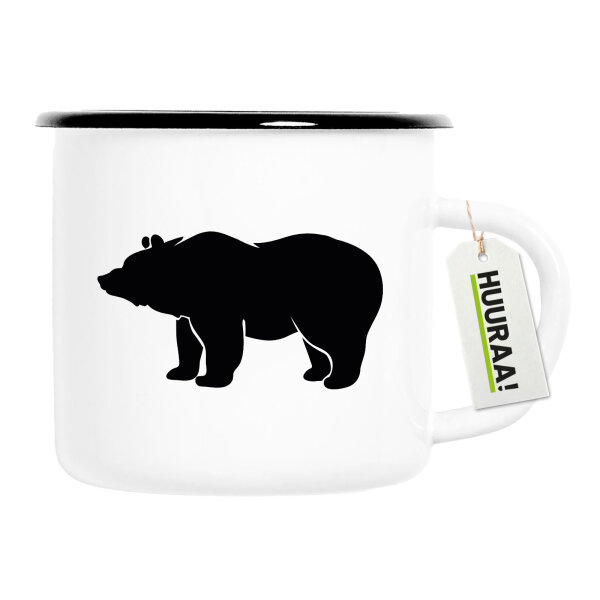Emaille Tasse Bär Silhouette 300ml Vintage Emaille Becher