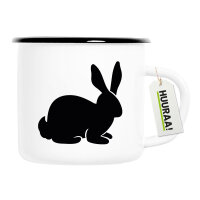 Emaille Tasse Hase Kaninchen Silhouette 300ml Vintage...