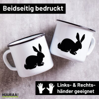 Emaille Tasse Hase Kaninchen Silhouette 300ml Vintage...