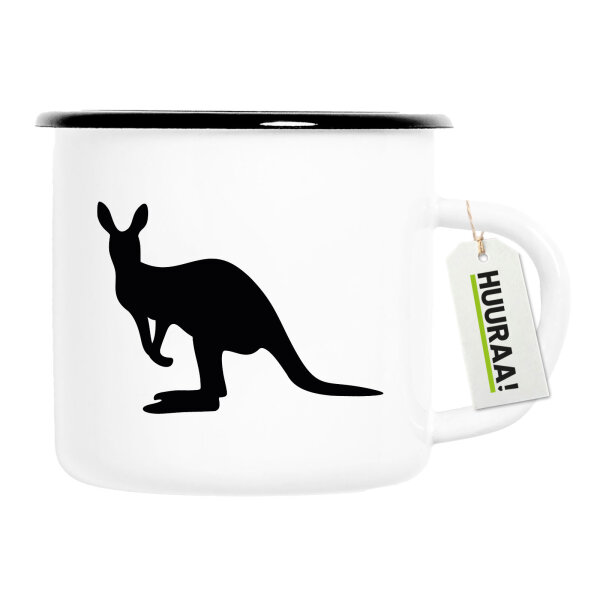 Emaille Tasse Kangaroo Silhouette 300ml Vintage Emaille Becher