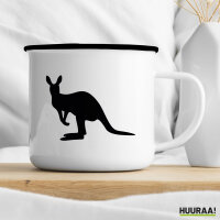 Emaille Tasse Kangaroo Silhouette 300ml Vintage Emaille Becher