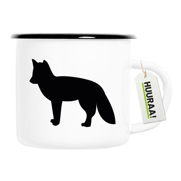 Emaille Tasse Fuchs Silhouette 300ml Vintage Emaille Becher