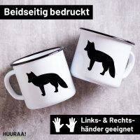 Emaille Tasse Fuchs Silhouette 300ml Vintage Emaille Becher