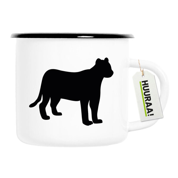 Emaille Tasse Panther Silhouette 300ml Vintage Emaille Becher