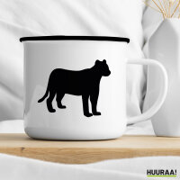 Emaille Tasse Panther Silhouette 300ml Vintage Emaille Becher