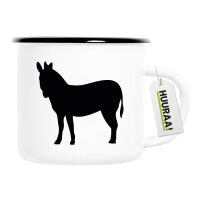 Emaille Tasse Esel Silhouette 300ml Vintage Emaille Becher