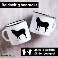 Emaille Tasse Esel Silhouette 300ml Vintage Emaille Becher