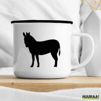 Emaille Tasse Esel Silhouette 300ml Vintage Emaille Becher