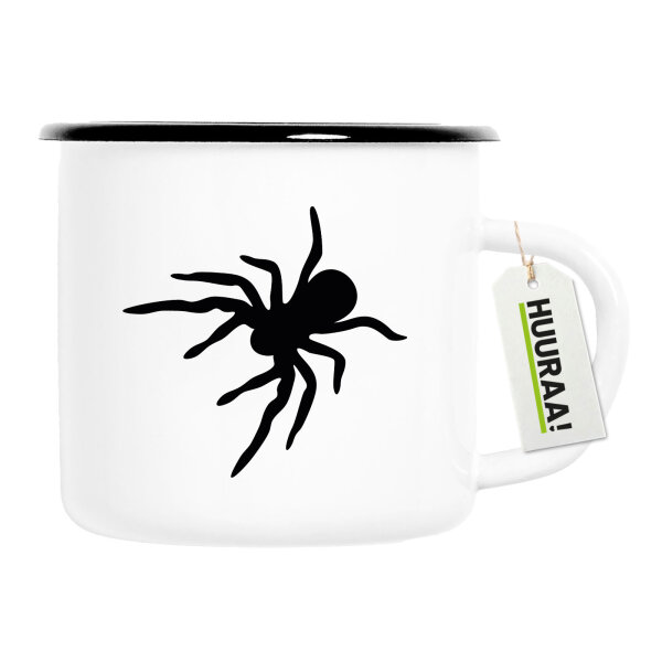 Emaille Tasse Spinne Silhouette 300ml Vintage Emaille Becher