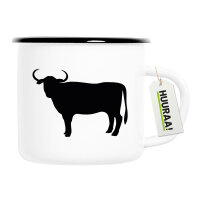 Emaille Tasse Stier Bulle Silhouette 300ml Vintage...
