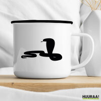 Emaille Tasse Schlange Kobra Silhouette 300ml Vintage Emaille Becher