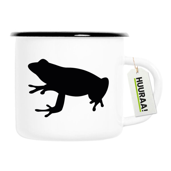 Emaille Tasse Frosch Kröte Silhouette 300ml Vintage Emaille Becher