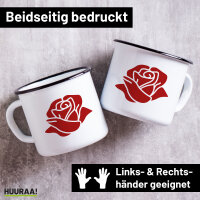 Emaille Tasse Rose Blüte 300ml Vintage Emaille Becher