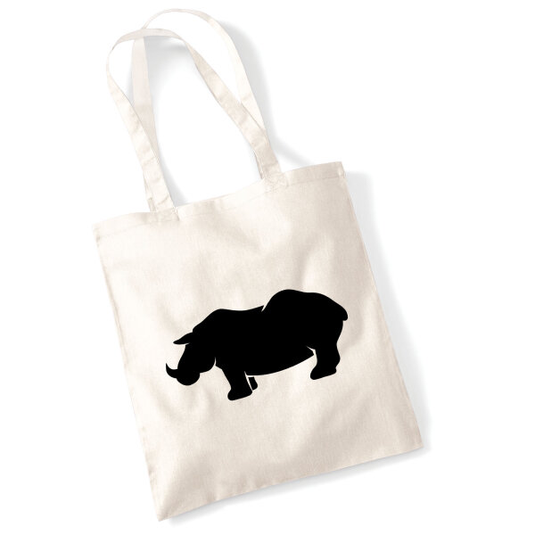 Jutebeutel Nashorn Silhouette 10 Liter
