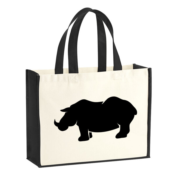 Jutetasche Nashorn Silhouette 21 Liter Black