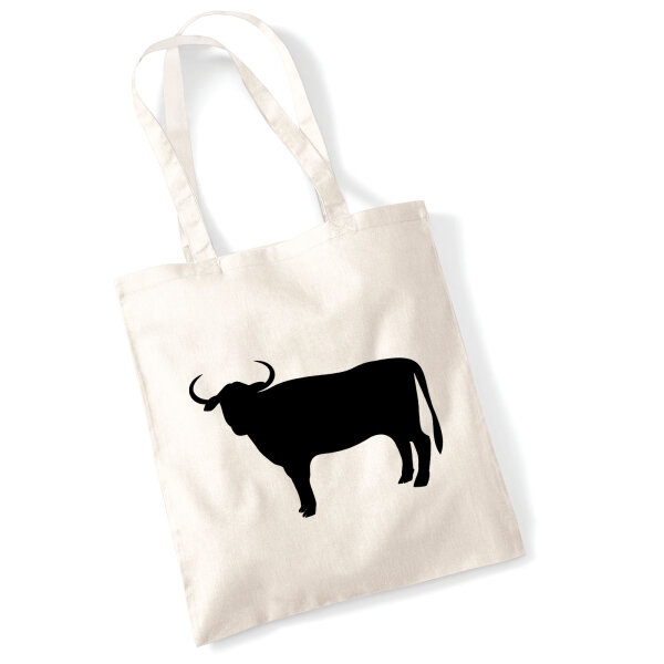Jutebeutel Stier Bulle Silhouette 10 Liter