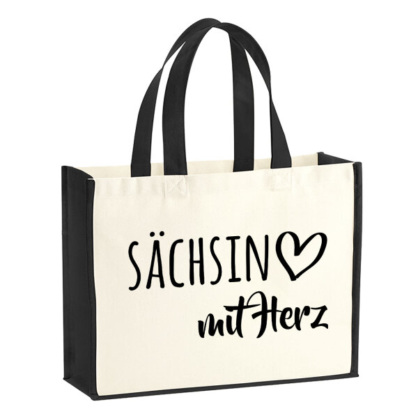 Jutetasche Sächsin mit Herz 21 Liter Black