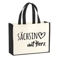 Jutetasche Sächsin mit Herz 21 Liter Black