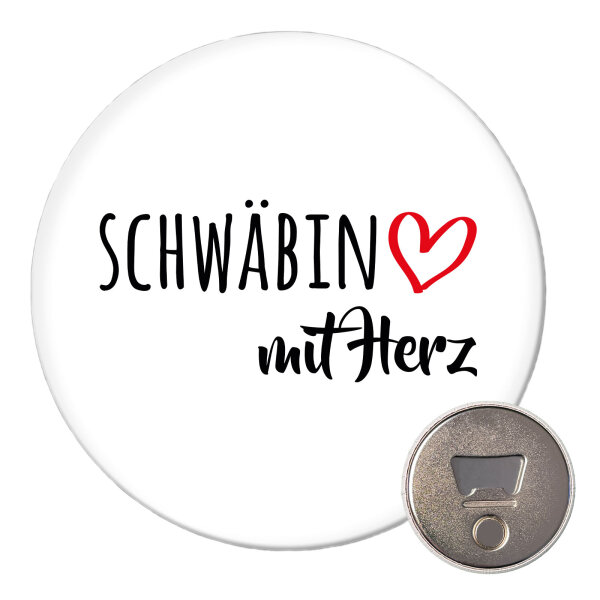 Magnet Schwäbin mit Herz 59mm Kühlschrankmagnet Flaschenöffner