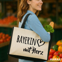 Jutetasche Bayerin mit Herz 21 Liter Black
