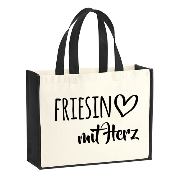 Jutetasche Friesin mit Herz 21 Liter Black
