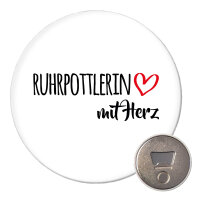 Magnet Ruhrpottlerin mit Herz 59mm Kühlschrankmagnet Flaschenöffner