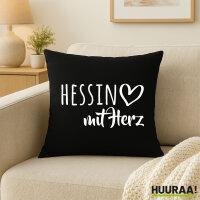 Kissen Hessin mit Herz 40x40cm