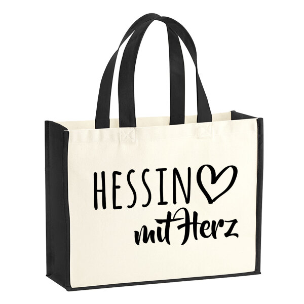 Jutetasche Hessin mit Herz 21 Liter Black