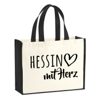Jutetasche Hessin mit Herz 21 Liter Black