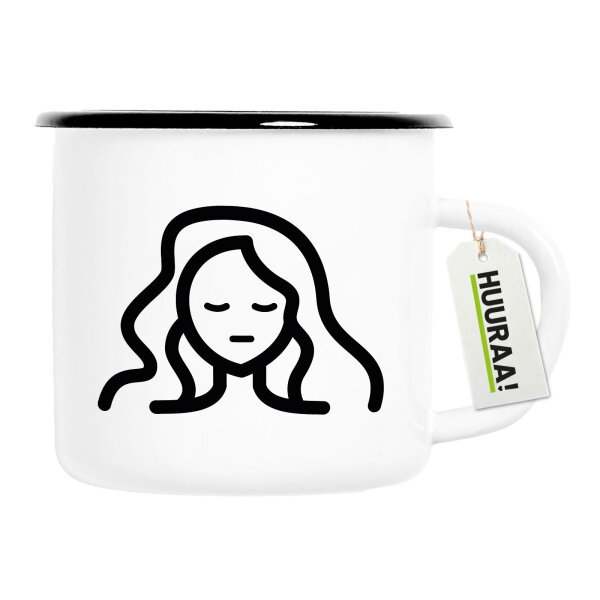 Emaille Tasse Jungfrau Sternzeichen Symbol 300ml Vintage Emaille Becher