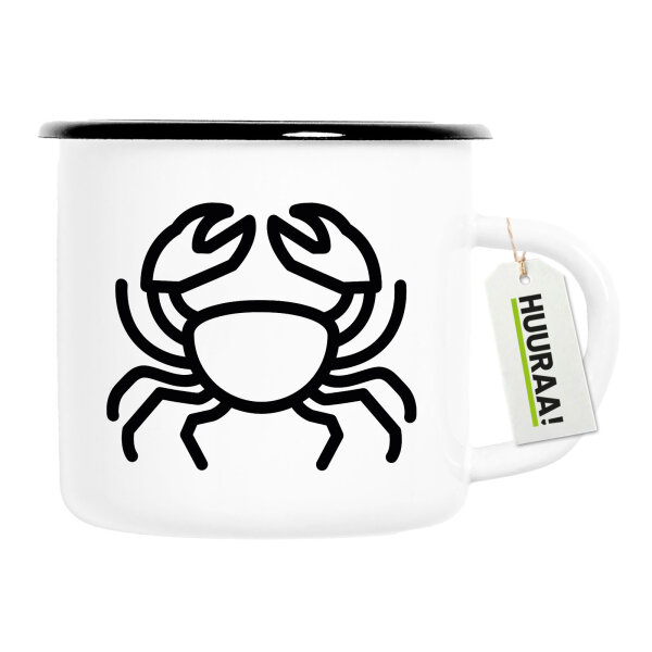 Emaille Tasse Krebs Sternzeichen Symbol 300ml Vintage Emaille Becher