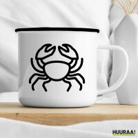 Emaille Tasse Krebs Sternzeichen Symbol 300ml Vintage Emaille Becher