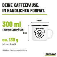 Emaille Tasse Löwe Sternzeichen Symbol in Weiß, 300 ml