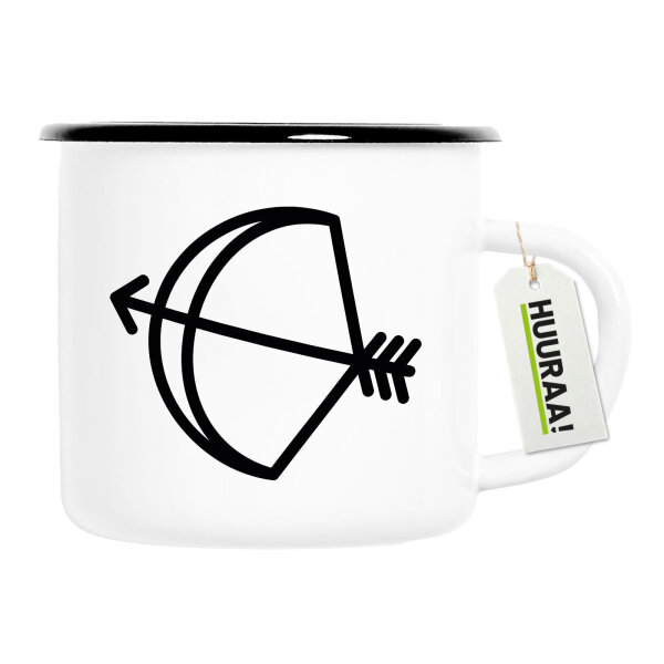 Emaille Tasse Schütze Sternzeichen Symbol 300ml Vintage Emaille Becher