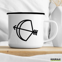 Emaille Tasse Schütze Sternzeichen Symbol 300ml Vintage Emaille Becher