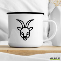 Emaille Tasse Steinbock Sternzeichen Symbol 300ml Vintage Emaille Becher