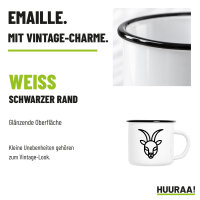 Emaille Tasse Steinbock Sternzeichen Symbol in Weiß, 300 ml