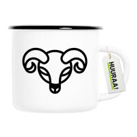 Emaille Tasse Widder Sternzeichen Symbol 300ml Vintage...