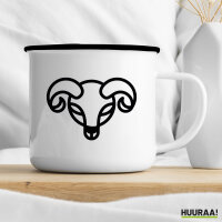 Emaille Tasse Widder Sternzeichen Symbol 300ml Vintage Emaille Becher