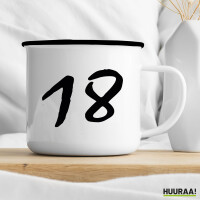 Emaille Tasse 18 Geburtstag 300ml Vintage Emaille Becher