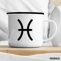 Emaille Tasse Fische Sternzeichen Zeichen 300ml Vintage Emaille Becher