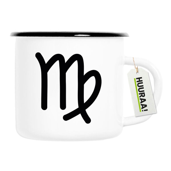 Emaille Tasse Jungfrau Sternzeichen Zeichen 300ml Vintage Emaille Becher