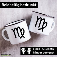 Emaille Tasse Jungfrau Sternzeichen Zeichen 300ml Vintage...