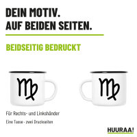 Emaille Tasse Jungfrau Sternzeichen Zeichen in Weiß, 300 ml
