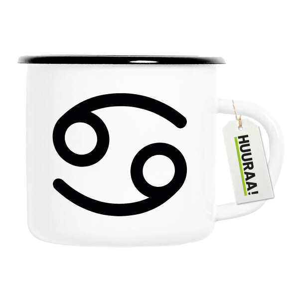 Emaille Tasse Krebs Sternzeichen Zeichen 300ml Vintage Emaille Becher