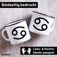 Emaille Tasse Krebs Sternzeichen Zeichen 300ml Vintage...